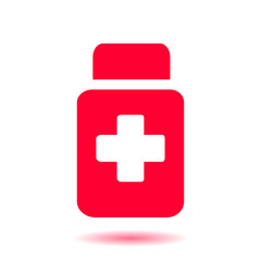 Obraz premium Drugs sign icon. Pack with pills. Flat design style. 