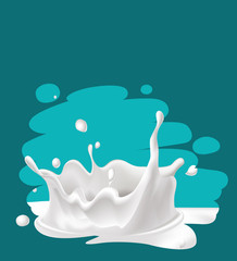 milk splash turquoise design - vector illustration