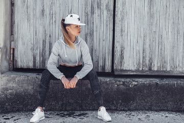 Fitness sporty girl wearing fashion clothes