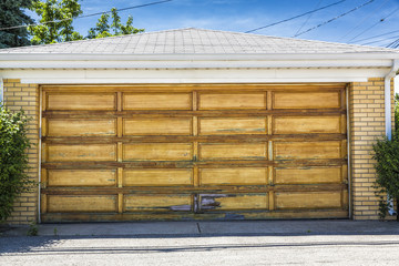 Traditional two car wooden old garage
