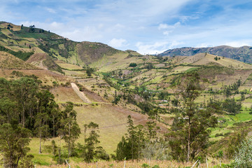 Fototapeta na wymiar Landscape near Isinlivi village. This village lies on popular Quilotoa loop.