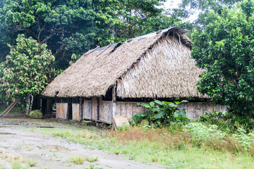 Fototapeta na wymiar Small house in Nuevo Rocafuerte village, Ecuador