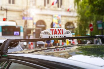 Sign of taxicab in Paris, France