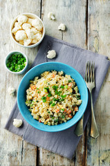 Carrot green pea fried cauliflower