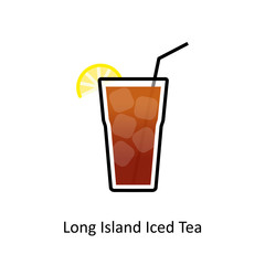 Long Island Iced Tea cocktail icon in flat style