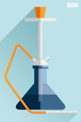 Hookah icon in flat style on color background. Smoking accessory. Vector design element 