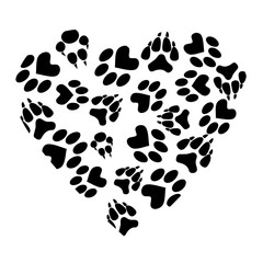 Abstract heart from traces of pets