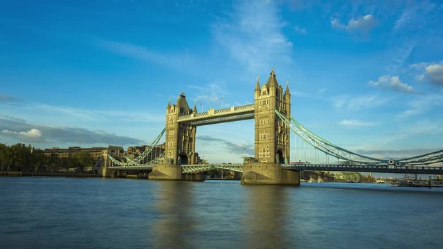 Tower Bridge, sundown, London, UK, Thames, Time-lapse - April 2017