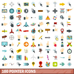 100 pointer icons set, flat style