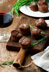 chocolate rosemary biscuits.style rustic.selective focus