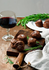 chocolate rosemary biscuits.style rustic.selective focus