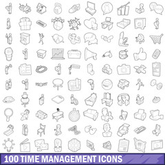Fototapeta na wymiar 100 time management icons set, outline style