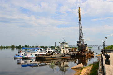 MUROM, RUSSIA - May 16, 2013: Ships at the river station on the river Oka in Murom, Vladimir region...