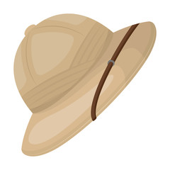 Cork hat from the sun.African safari single icon in cartoon style vector symbol stock illustration web. - obrazy, fototapety, plakaty