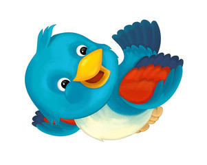 cheerful cartoon blue bird isolated / illustration for children