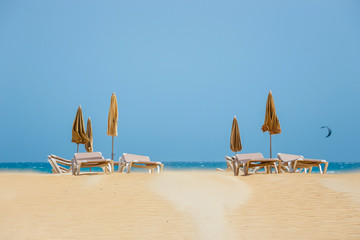 Sunny beach in Corralejo, Fuerteventura, Canary islands, Spain