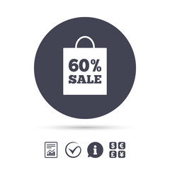 60 percent sale bag tag sign icon.