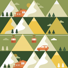 Mountains in summer seamless pattern.