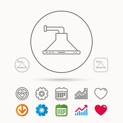 Fototapeta premium Kitchen hood icon. Kitchenware equipment sign. Calendar, Graph chart and Cogwheel signs. Download and Heart love linear web icons. Vector
