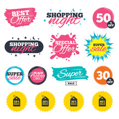 Sale price tag icons. Discount symbols.