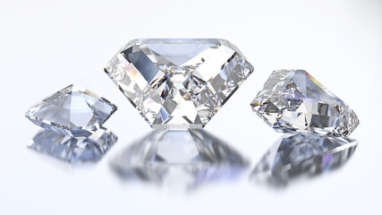 3D illustration three calf diamond stone