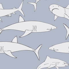 Sharks. Vector pattern.