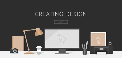 Workplace of the designer and Illustrator.