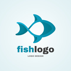 Sea fish abstract logo modern style logo. Isolated blue vector icon illustration