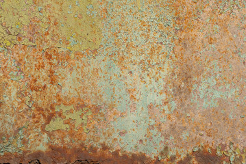 surface of rusty iron with remnants of old paint, chipped paint, texture background