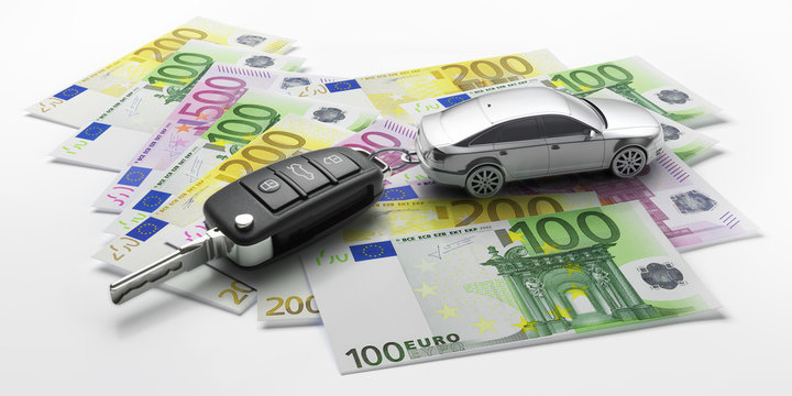 Autoschl&uuml;ssel mit Anh&auml;nger auf Euroscheinen 3