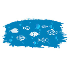 Fish against the background of blue waves