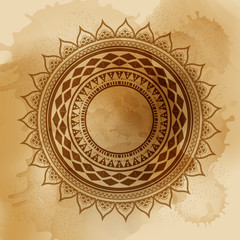 Geometric mandala element made in vector. Vintage decorative elements. Watercolor background. Islam, Arabic, Indian, Tribal motifs.