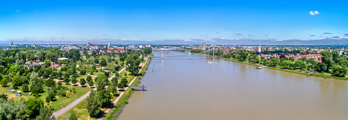 The Rhine between the French city of Strasbourg and the German town of Kehl - obrazy, fototapety, plakaty