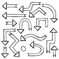 Handdrawn arrows vector set. Isolated vector illustration on whi