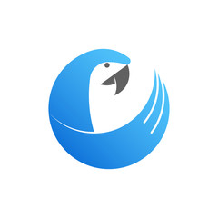 Vector blue cockatoo logo made from circles.