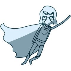 Obraz premium blue shading silhouette of superhero faceless girl with short hair flying in diagonal direction vector illustration