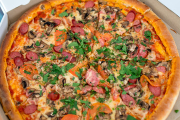 Classic pizza in a box