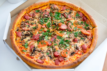 Classic pizza in a box