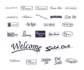 various advertising sign promotion paint brush typography . Collection set