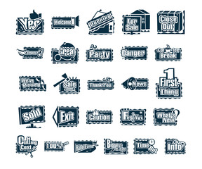 various advertising sign promotion paint brush typography . Collection set