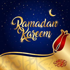 ramadan kareem, ramadan feast greeting card vector illustration