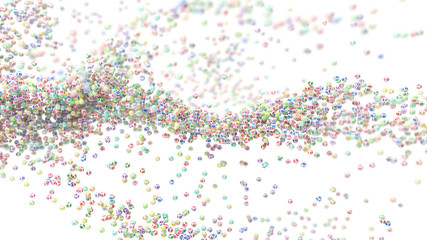 3d illustration of lottery ball swarm.