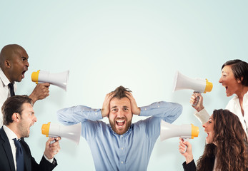 Stress concept with screaming colleagues