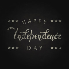 Obraz premium Vector realistic isolated hand drawn chalk caliigraphy for 4th July Independence Day for greeting card, covering and decoration on the chalkboard background. Concept of Happy Independence Day.