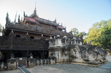 Shwenandaw Monastery (Golden palace) the teak monastery originally part of the Royal Palace in Mandalay region of Myanmar.