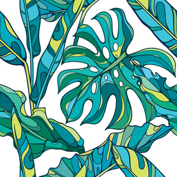 Fototapeta Colorful seamless vector tropical pattern