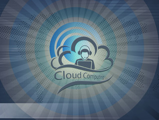 blue design with computer cloud