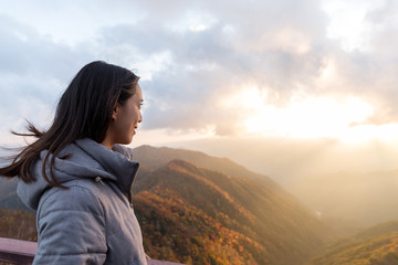 Woman go for hiking in Japan