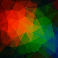 Polygonal vector background. Can be used in cover design, book design, website background. Vector illustration. Red, green, brown, orange colors.
