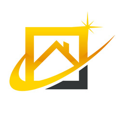 Gold Real Estate House Roof Icon